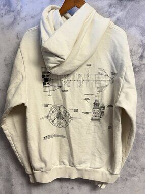Space X Star Ship Hoodie Sweatshirt Mens Large White Rare Limited